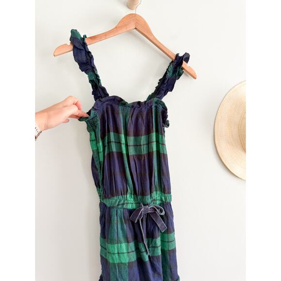 Aerie | NWT Flannel Plaid Romper in Green Blue | Sz XS - Picture 3 of 11